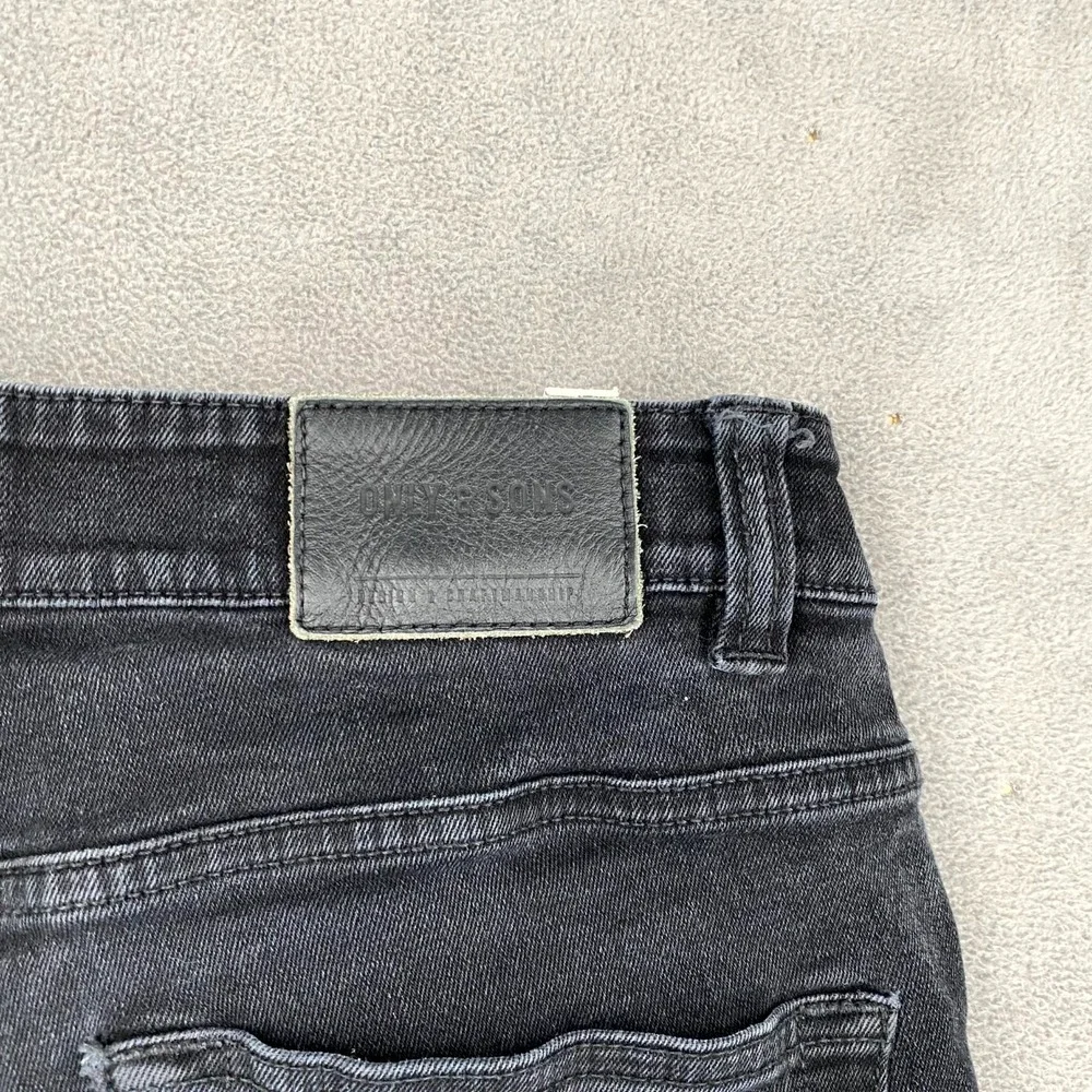 Only & Sons Onsloom Slim Jeans Men 32 Black Dark Wash Denim Low Rise Skinny Leg